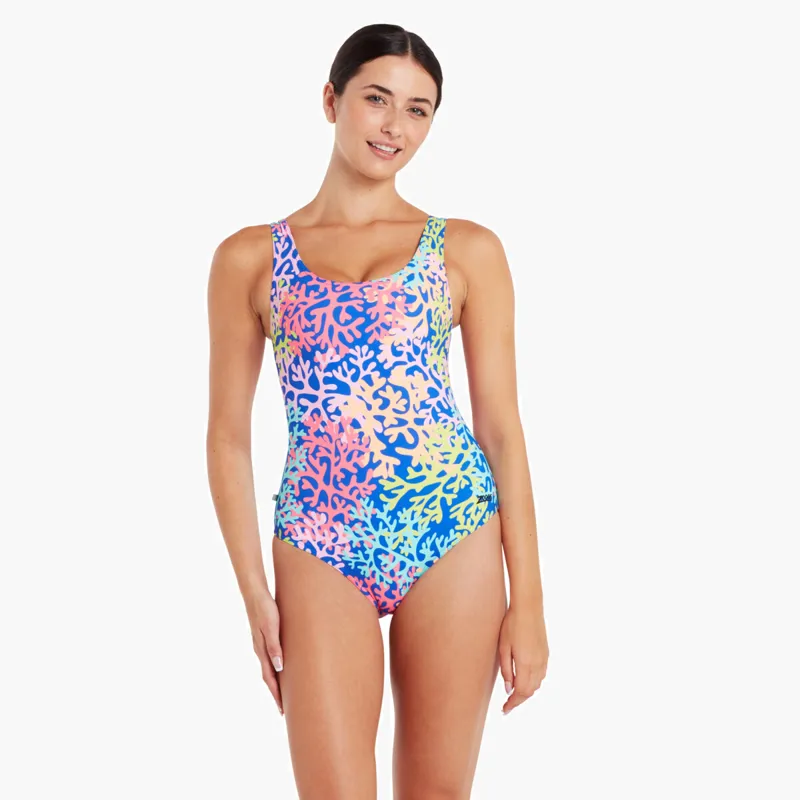 Zoggs Ecofeel Scoopback Sea Change Silver Lined Swimsuit-2